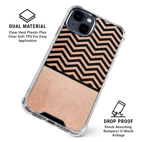 Rose Gold Chevron Split iPhone 15 Clear Case